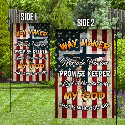 Way Maker Miracle Worker Promise Keeper My God Christian Cross House Flag, Outdoor Religious Flags, Christian Flag, Religious Flag