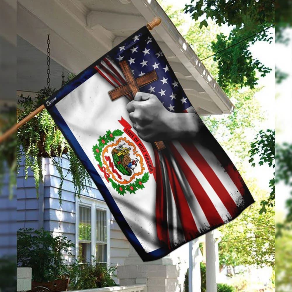 West Virginia Christian Cross House Flag, Outdoor Religious Flags, Christian Flag, Religious Flag, Christian Outdoor Decor