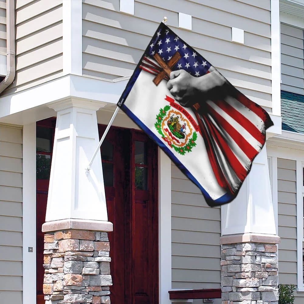 West Virginia Christian Cross House Flag, Outdoor Religious Flags, Christian Flag, Religious Flag, Christian Outdoor Decor