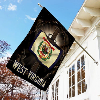 West Virginia Cross Jesus House Flag, Outdoor Religious Flags, Christian Flag, Religious Flag, Christian Outdoor Decor