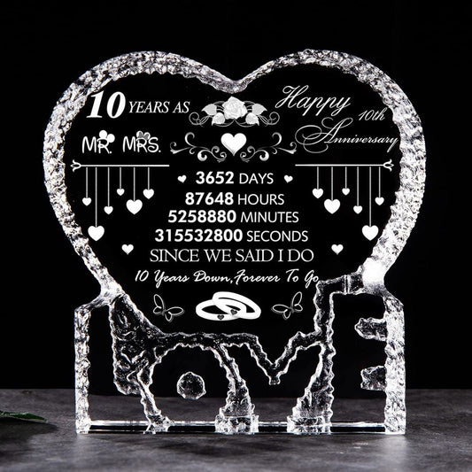 10Th Anniversary Forever To Go Heart Crystal, Mother's Day Heart Crystal, Gift For Her, Anniversary Gift