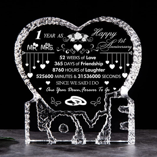 1St Anniversary Forever To Go Heart Crystal, Mother's Day Heart Crystal, Gift For Her, Anniversary Gift
