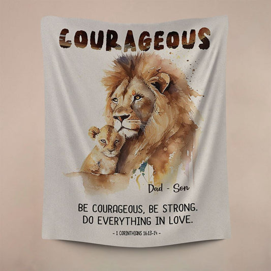 1 Corinthians 1613-14 Be Courageous Be Strong Personalized Tapestry, Religious Tapestry Prints, Bible Tapestry, Christian Art