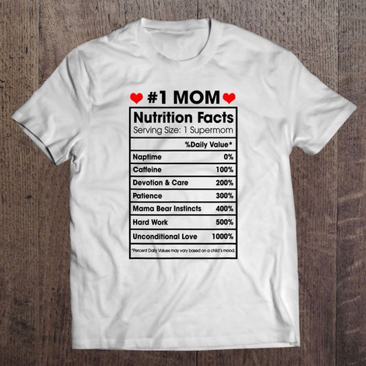 1 Mom Nutrition Facts Momlife Mother's Day Top For Mom Mama T-Shirt, Mother's Day T-Shirt, Mama Gift