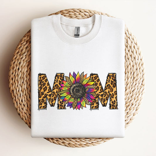 Mom Tie Dye Leopard Sunflower Sweatshirt, Mother's Day Sweatshirt, Mama Sweatshirt, Mother Gift