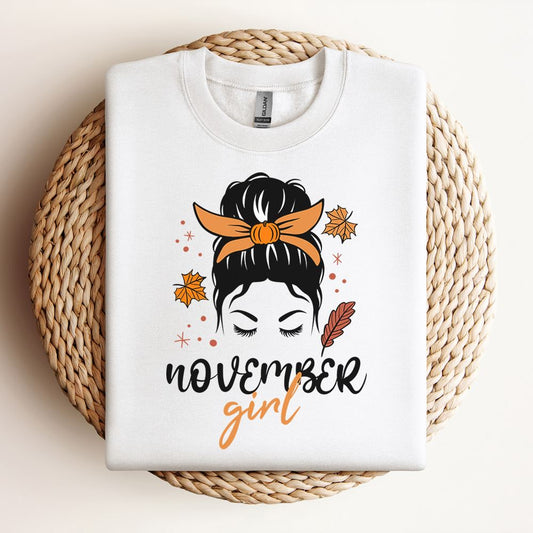 November Girl Messy Bun Sweatshirt, Mother's Day Sweatshirt, Mama Sweatshirt, Mother Gift