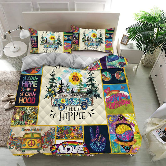 A Little Hippie A Little Hoodie Quilt Bedding Set, Boho Bedding Set, Soft Comfortable Quilt, Hippie Home Decor