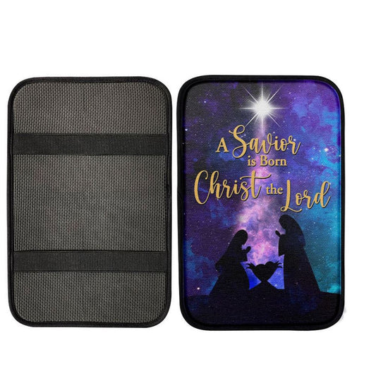 A Savior Is Born Christ The Lord Christian Christmas Car Center Console Cover, Bible Verse Car Armrest Cover, Scripture Interior Car Accessories