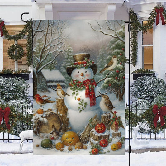 A Snowman's Festive Gathering Christmas Flag, Christmas Gift, Christmas Garden Flags, Christmas Outdoor Flag