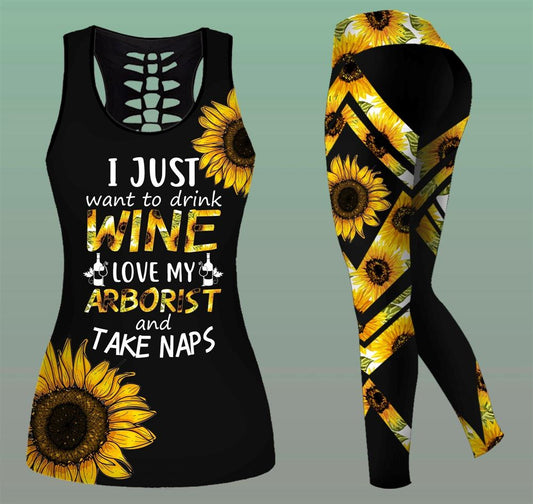 Aborist'S Wife Sunflower Hollow Tanktop Leggings, Sports Clothes Style Hippie For Women, Gift For Yoga Lovers