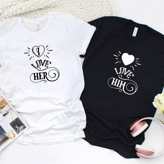 Adorable His & Hers Matching Set For Couples, Couple T Shirts, Valentine T-Shirt, Valentine Day Gift