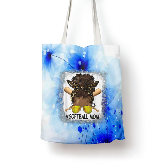 Afro Messy Bun Softball Mom Leopard Black Mommy Mothers Day Tote Bag, Mother's Day Tote Bag, Gift For Her, Shopping Bag For Women