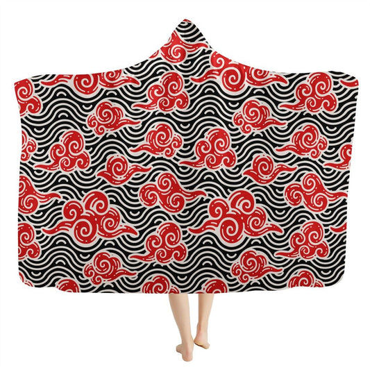 Akatsuki Japanese Clouds Hooded Blanket, In Style Boho, Hippie, Bohemian, Bohemian Blanket, Boho Hooded Cloak