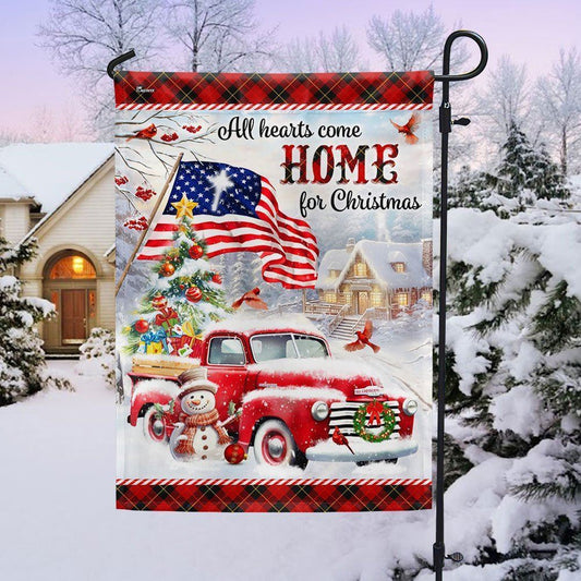 All Hearts Come Home For Christmas Flag, Christmas Gift, Christmas Garden Flags, Christmas Outdoor Flag