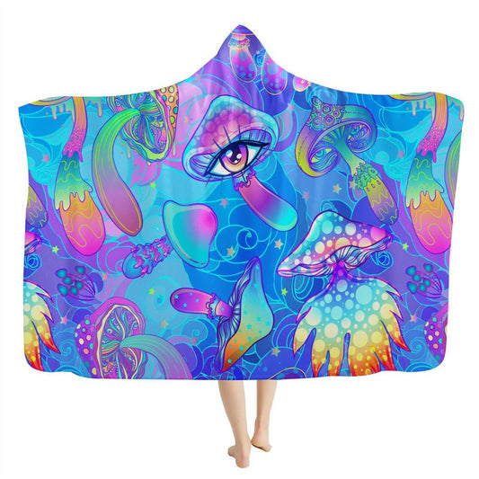 All Seeing Eye Mushroom Hooded Blanket, In Style Boho, Hippie, Bohemian, Bohemian Blanket, Boho Hooded Cloak