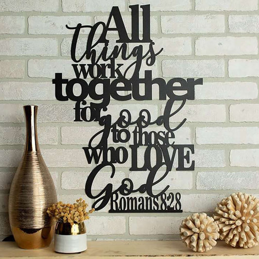 All Things Work Together For Good - Romans 828 Wall Art, Bible Verses Wall Sign, Inspirational Word Art, Christian Gift, Christian Wall Decor