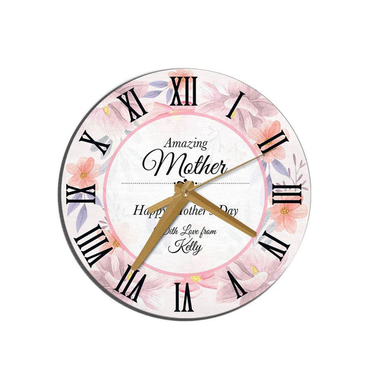 Amazing Mother Floral Mother's Day Gift Personalised Wooden Clock, Mother's Day Wooden Clock, Gift For Mom