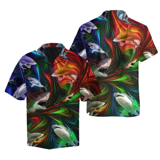 Amazing Shark Hippie Hawaii Shirt, Hippie Hawaiian Button Up Shirt, Hippie Hawaii Beach Shirt, Costume Hippie