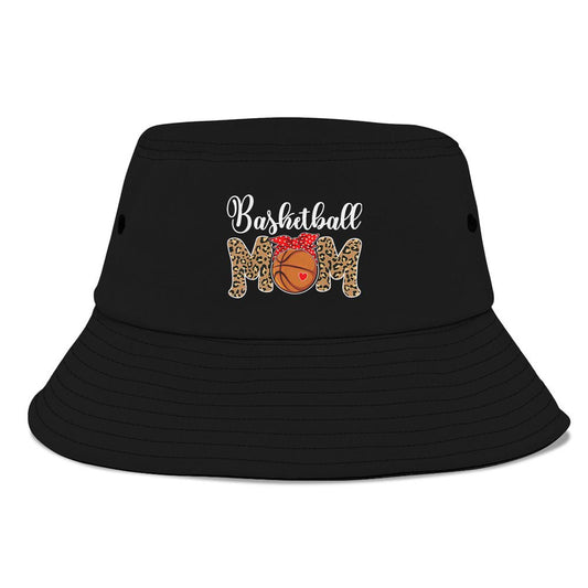 Basketball Mom Leopard Messy Bun Game Day Funny Mothers Day Bucket Hat, Mother's Day Bucket Hat, Sun Protection Hat For Women And Men