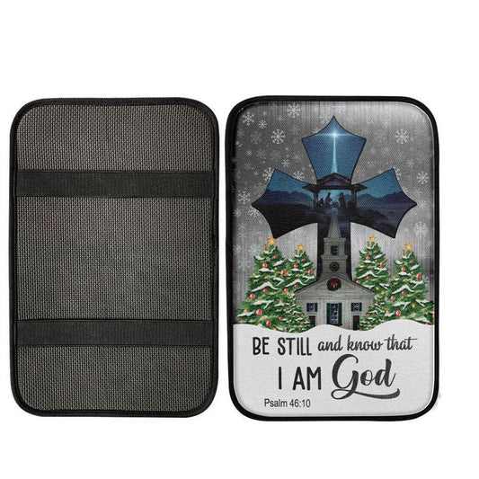 Be Still And Know That I Am God Psalm 4610 Christian Car Center Console Cover, Bible Verse Car Armrest Cover, Scripture Interior Car Accessories