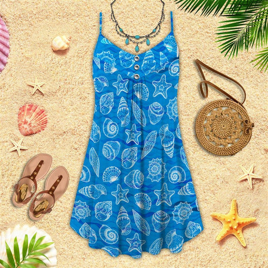Beach Conch Spaghetti Strap Summer Dress For Women On Beach Vacation, Hippie Dress, Hippie Beach Outfit