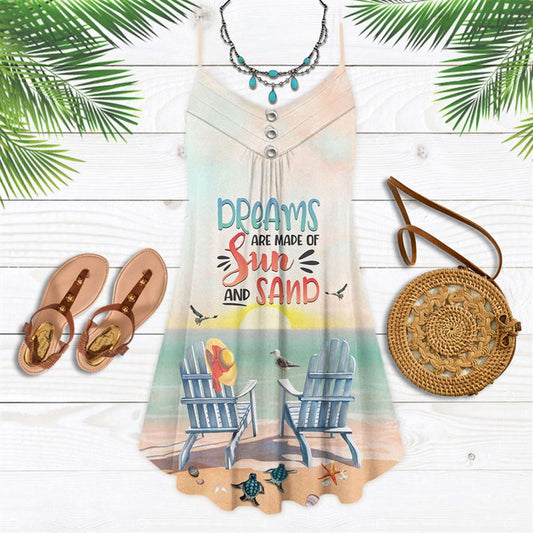 Beach Dreams Are Made Of Sun And Sand Spaghetti Strap Summer Dress For Women On Beach Vacation, Hippie Dress, Hippie Beach Outfit