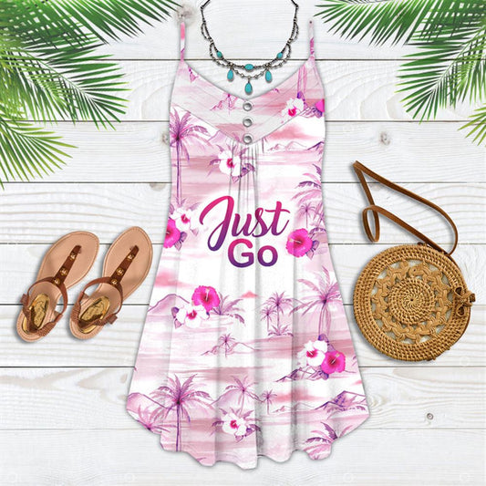 Beach Travel Just Go Spaghetti Strap Summer Dress For Women On Beach Vacation, Hippie Dress, Hippie Beach Outfit