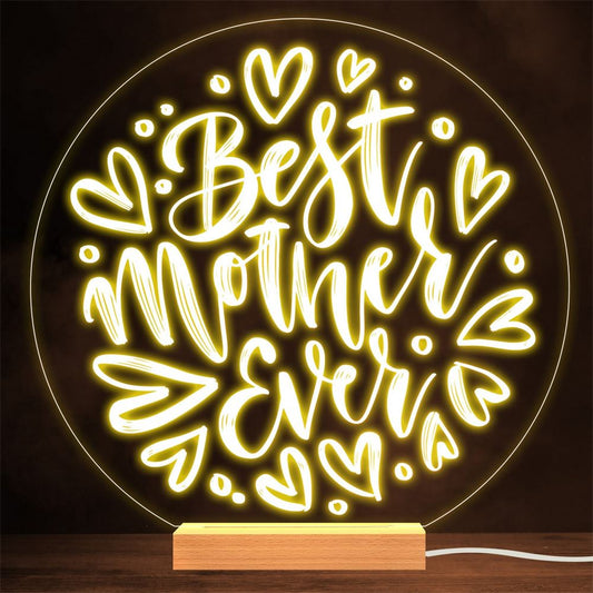Best Mother Ever Hand Lettering Gift Lamp Night Light, Mother's Day Lamp, Mother's Day Night Light
