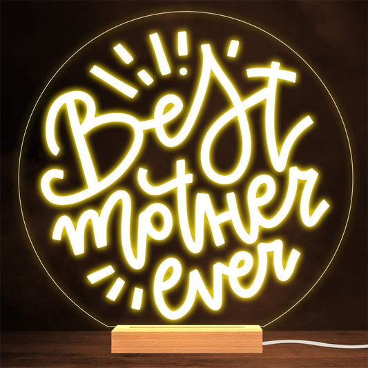 Best Mother Ever Round Mother's Day Gift Lamp Night Light, Mother's Day Lamp, Mother's Day Night Light
