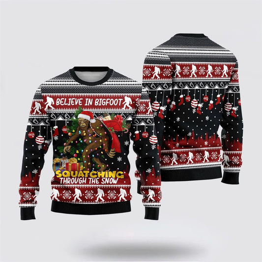 Bigfoot Believe In Bigfoot Squatching Ugly Christmas Sweater, Ugly Sweater For Men And Women, Christmas Gift, Christmas Fashion
