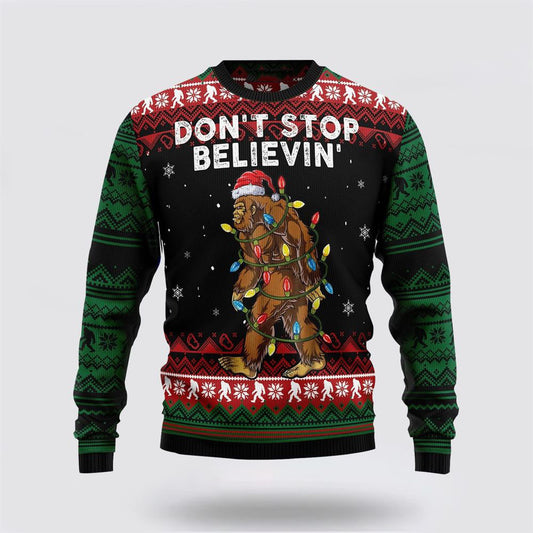 Bigfoot Don‘t Stop Believing Ugly Christmas Sweater, Ugly Sweater For Men And Women, Christmas Gift, Christmas Fashion