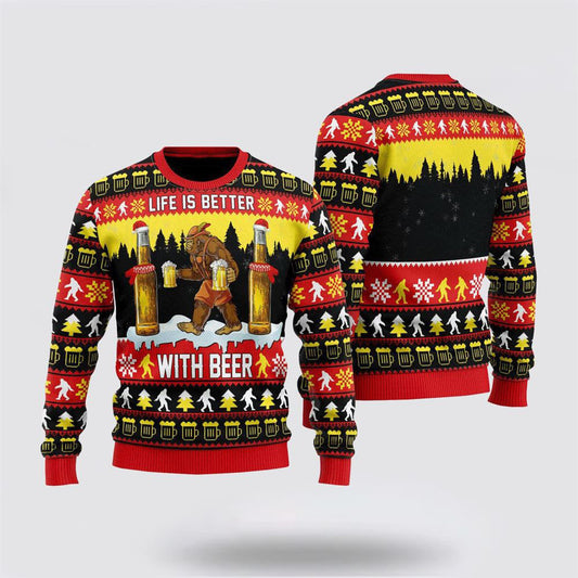 Bigfoot Sweater, Christmas Is Better With Beer Ugly Christmas Sweater, Ugly Sweater For Men And Women, Christmas Gift, Christmas Fashion
