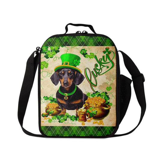 Black Dachshund Lunch Bag, St Patrick's Day Lunch Box, St Patrick's Day Gift