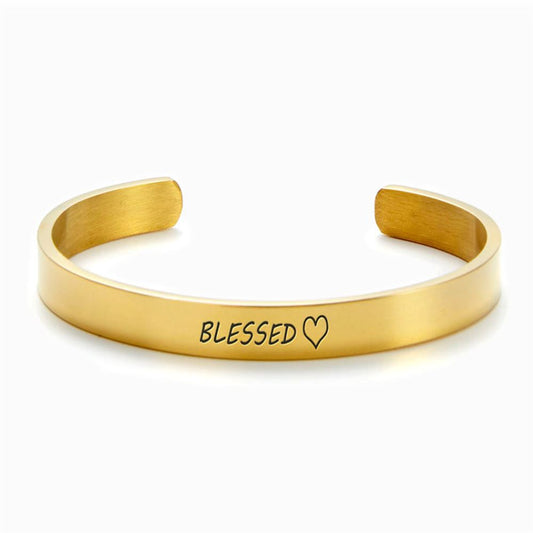 Blessed External Personalized Cuff Bracelet, Christian Bracelet For Women, Bible Jewelry, Inspirational Gifts