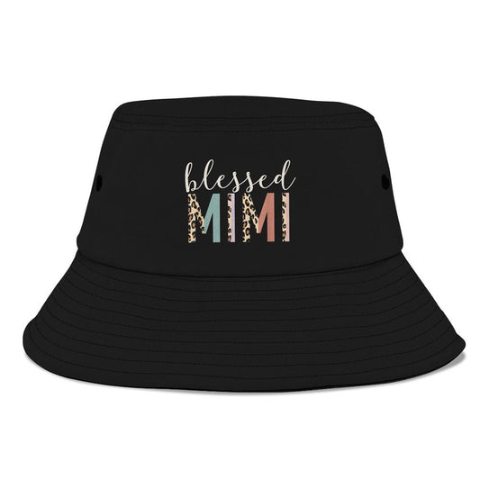 Blessed Mimi Cute Leopard Print Bucket Hat, Mother's Day Bucket Hat, Sun Protection Hat For Women And Men