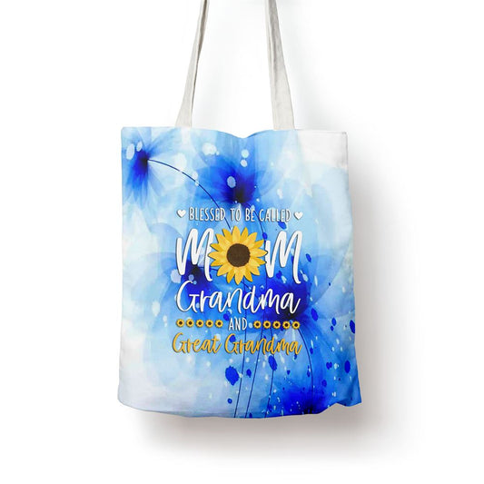 Blessed To Be Called Mom Grandma And Great Grandma Sunflower Tote Bag, Mother's Day Tote Bag, Gift For Her, Shopping Bag For Women