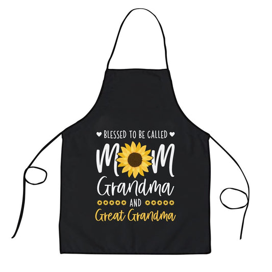 Blessed To Be Called Mom Grandma and Great Grandma Sunflower Apron, Mother's Day Apron, Kitchenware For Mom