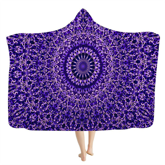 Blue Floral Kaleidoscope Hooded Blanket, In Style Boho, Hippie, Bohemian, Bohemian Blanket, Boho Hooded Cloak