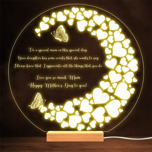 Butterflies Poem For Mother Happy Mother's Day Gift Night Light, Mother's Day Lamp, Mother's Day Night Light