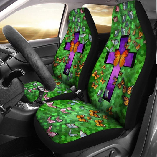 Christian Car Seat Cover, Beautiful Butterfly Car Seat Covers, Jesus Towel Car Seat Cover, Front Car Seat Cover