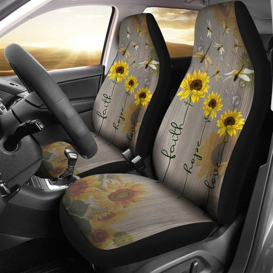 Christian Car Seat Cover, Faith Love Hope Car Seat Covers Dragonflies, Jesus Towel Car Seat Cover, Front Car Seat Cover