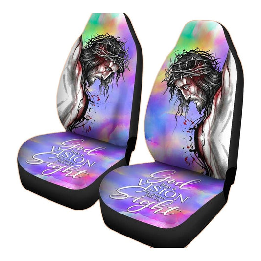 Christian Car Seat Cover, God Has A Vision Far Greater Car Seat Covers, Jesus Towel Car Seat Cover, Front Car Seat Cover