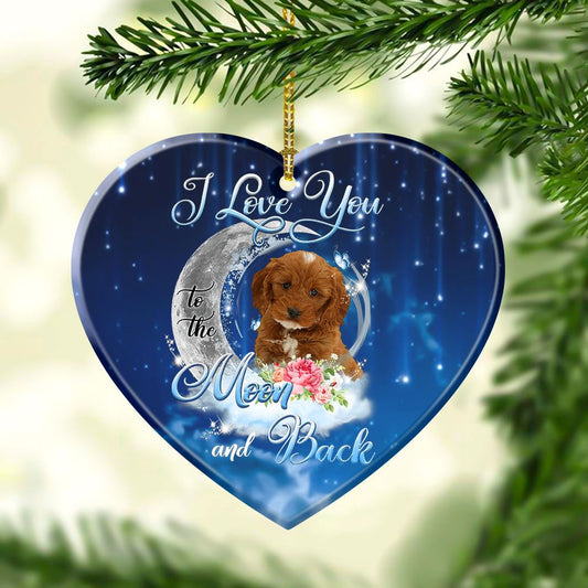 Cockapoo I Love You To The Moon And Back Heart Shape Ornament, Christmas Tree Decoration, Christmas Ornaments 2023
