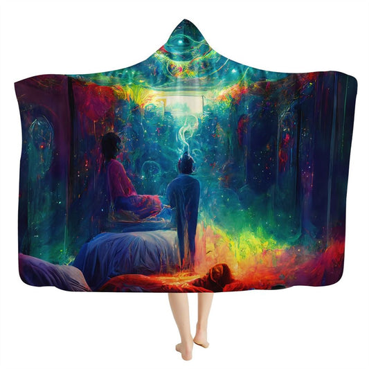 Cosmic Revelation DMT Hooded Blanket, In Style Boho, Hippie, Bohemian, Bohemian Blanket, Boho Hooded Cloak