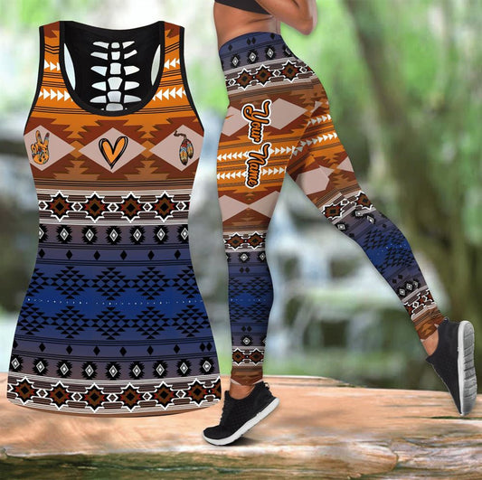 Custom Peace Hope Love Native American Hollow Tanktop Leggings, Sports Clothes Style Hippie For Women, Gift For Yoga Lovers