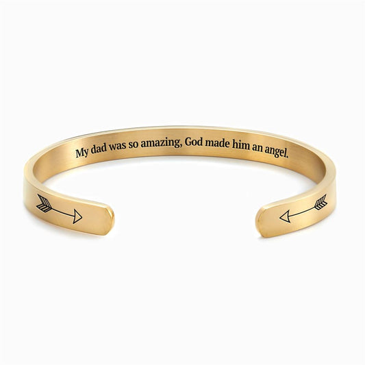 Dad So Amazing, God Made Him An Angel Personalized Cuff Bracelet, Christian Bracelet For Women, Bible Jewelry, Mother's Day Jewelry