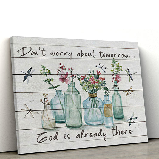 Don't Worry About Tomorrow Canvas Wall Art, Christian Canvas, Christmas Gift for Women Men Christian