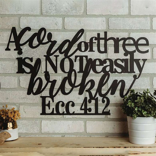 Ecc 412 A Cord Of Three is Not Easily Broken Scripture Wall Art, Bible Verses Wall Sign, Inspirational Word Art, Christian Gift, Christian Wall Decor