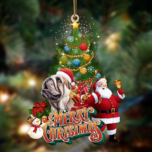 English Bulldog 2 Christmas Tree&Dog Hanging Ornament, Christmas Tree Decoration, Car Ornament Accessories, Christmas Ornaments 2023