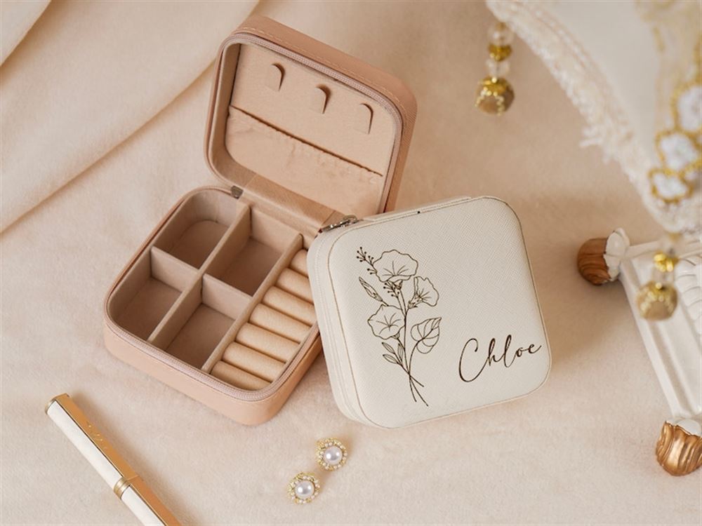 Engraved Leather Jewelry Box, Jewelry Box Travel Case, Mother's Day Jewelry Box, Gift For Her, Travel Jewelry Case
